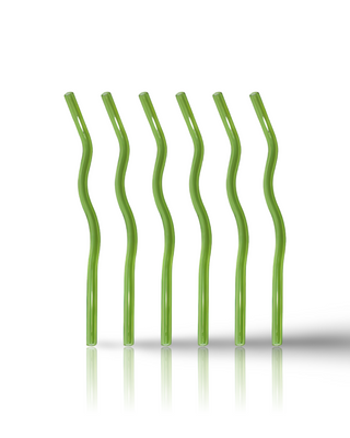 Long Glass Straw 6er Set | Wave Lime