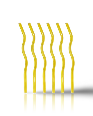 Long Glass Straw 6er Set | Wave Lemon